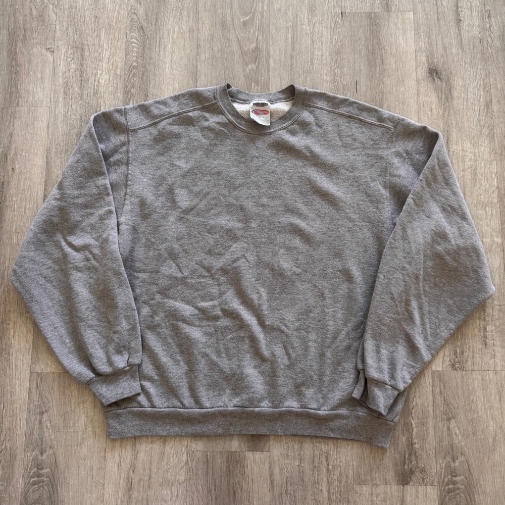 Vintage Jerzees Premium Fit Blank Crewneck Sweatshirt Mens Large Gray Pullover
